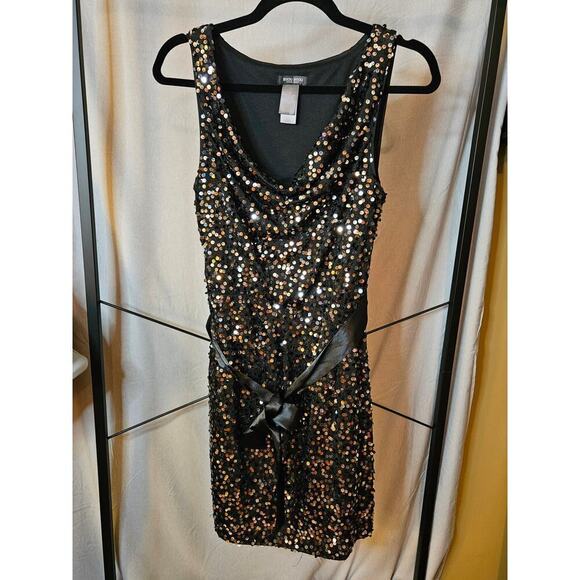 Bisou Bisou Sequenced Black Mini Dress Size 4 - Picture 6 of 9